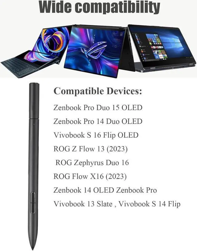 Alt view image 6 of 6 - ASUS Pen 2.0 SA203H Active Stylus Pen, 4096 Level Pressure, Compatible with ASUS Zenbook Duo, Zenbook, Vivobook, Flip, Gaming ROG, Flow, Zephyrus and OLED screen