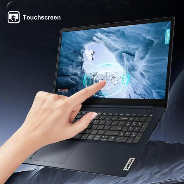 Alt view image 3 of 7 - Lenovo IdeaPad 1i Laptop, 15.6" FHD Touchscreen, Intel Core i5-1235U, 16GB RAM, 256GB SSD, Wi-Fi 6, Windows 11 Home, Blue
