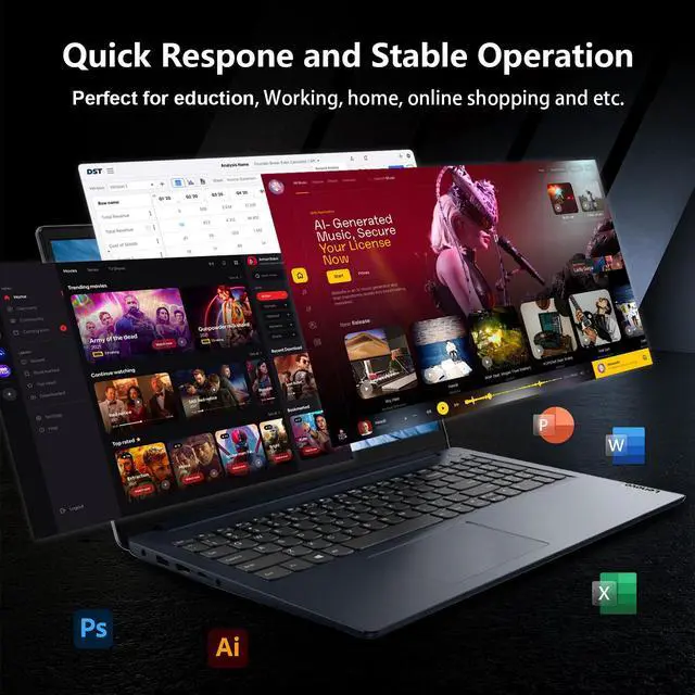 Alt view image 5 of 7 - Lenovo IdeaPad 1i Laptop, 15.6" FHD Touchscreen, Intel Core i5-1235U, 16GB RAM, 256GB SSD, Wi-Fi 6, Windows 11 Home, Blue