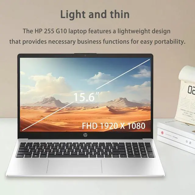 Alt view image 5 of 6 - HP 255 G10 Business Laptop, 15.6" FHD Display, AMD Ryzen 5 7530U, 32GB RAM, 1TB SSD, Numeric Keypad, Webcam, HDMI, Wi-Fi 6, Windows 11 Pro, Grey