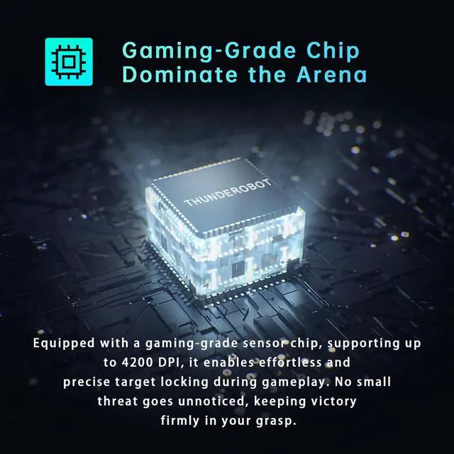 Alt view image 4 of 6 - Thunderobot MG701 Wired Gaming Mouse, Ultimate Gaming-Grade Chip, 4200 DPI Optical Sensor, High Rolling Rate, Ergonomic Design with Anti-Slip Side Grips, Black