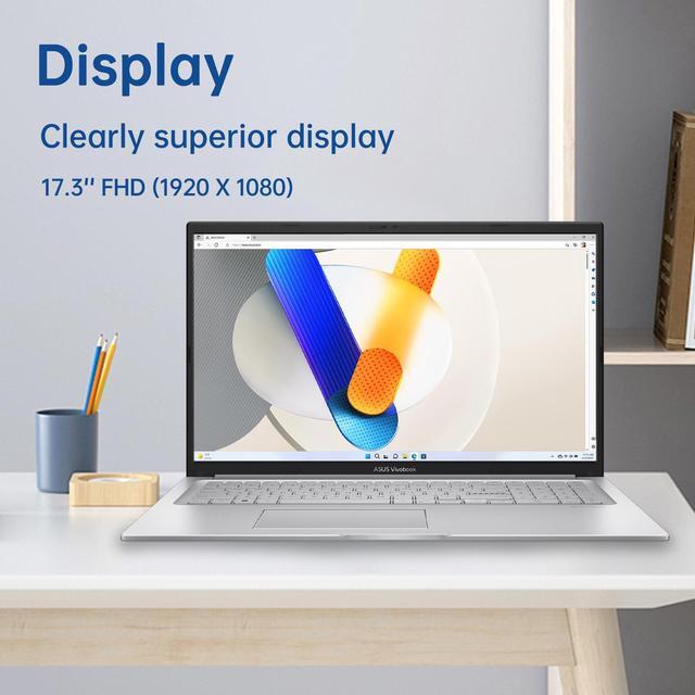 Alt view image 6 of 7 - ASUS Vivbook F1704 AI Premium Laptop, 17.3" FHD Display, Intel Core i7-1355U, 24GB RAM, 1TB SSD, Backlit Numeric KB, Privacy Camera, Windows 11 Home, Silver