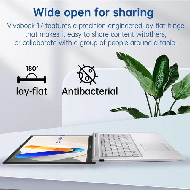 Alt view image 7 of 7 - ASUS Vivbook F1704 AI Premium Laptop, 17.3" FHD Display, Intel Core i7-1355U, 24GB RAM, 1TB SSD, Backlit Numeric KB, Privacy Camera, Windows 11 Home, Silver