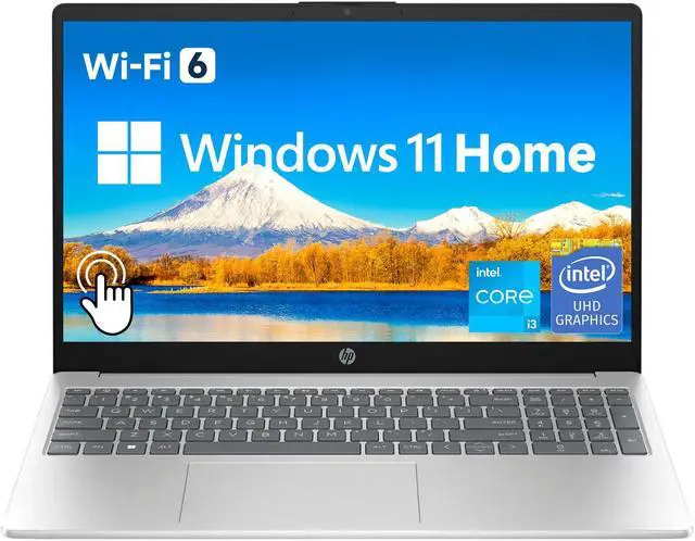 Main image of HP Essential Laptop, 15.6" HD Touchscreen, Intel Core i3-1215U, 16GB RAM, 2TB SSD, Wi-Fi 6, Windows 11 Home, Silver