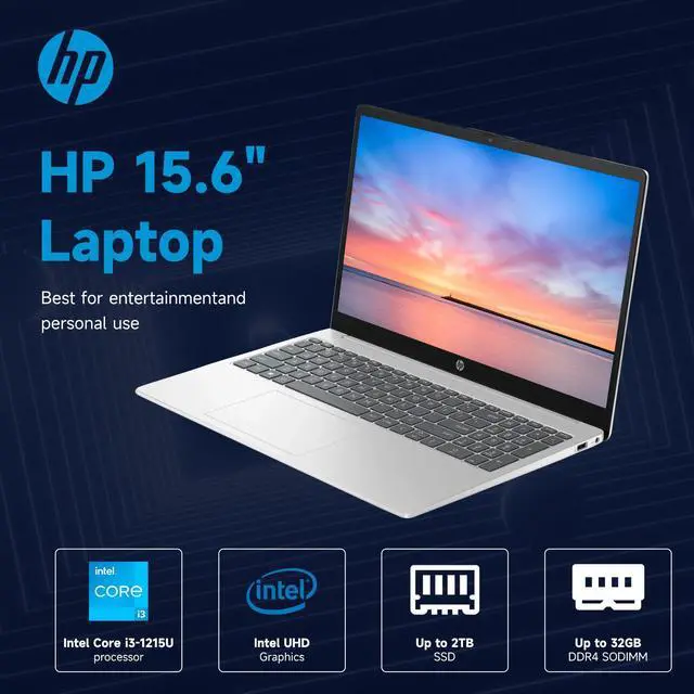 Alt view image 3 of 6 - HP Essential Laptop, 15.6" HD Touchscreen, Intel Core i3-1215U, 16GB RAM, 2TB SSD, Wi-Fi 6, Windows 11 Home, Silver