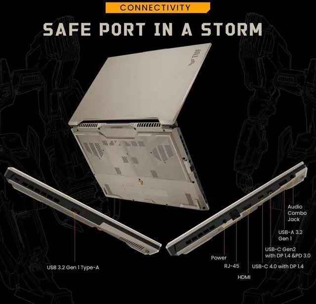 Alt view image 6 of 6 - ASUS TUF FA617 AI (Advantage Edition) Gaming Laptop, 16" IPS WUXGA 1920x1200 165Hz, AMD Ryzen 7 7435HS (>i7 1355U), RX 7600S (>RTX 4060), 64GB DDR5 RAM, 2TB SSD, Backlit, Wi-Fi 6, Win11 Home, Black