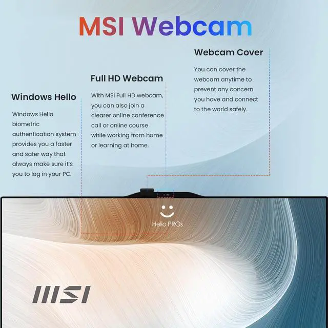 Alt view image 4 of 6 - MSI Pro Modern 23.8" FHD AIO Desktop, Touchscreen Display, 10 Cores Intel Core 5 120U, 32GB DDR5 RAM, 1TB SSD, Adjustable Height & Angle, IR Webcam, MSI AI Engine, Wi-Fi 6, Windows 11 Pro, Black
