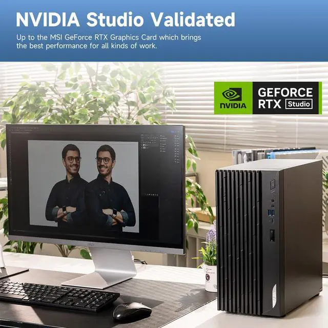 Alt view image 3 of 7 - MSI PRO DP180 Business Tower Desktop, Intel Core i5-13400F, NVIDIA GeForce RTX 4060, 64GB RAM, 2TB SSD, Support 4K up to 4-Display, DVD, SD Card Reader, DP, HDMI, Wi-Fi 6, Windows 11 Pro, Black