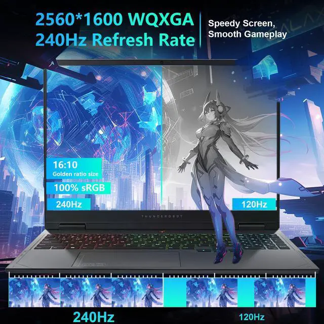 Alt view image 3 of 6 - Thunderobot Radiant 16 Gaming Laptop, 16" WQXGA 240Hz, Intel i9-13900HX, GeForce 4060, 32GB RAM, 1TB SSD, Windows 11 Home, Gray
