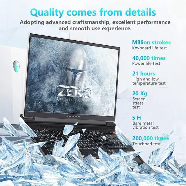 Alt view image 3 of 6 - Thunderobot ZERO 16 Gaming Laptop, 16" WQXGA 240Hz, Intel i9-14900HX, GeForce 4070, 32GB RAM, 1TB SSD, Windows 11 Home, Gray