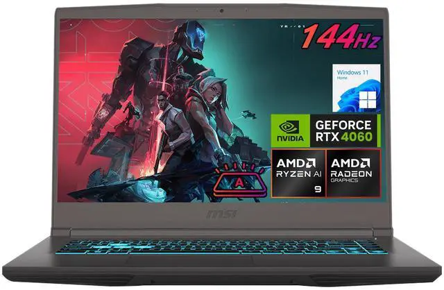 Main image of MSI Ultra Thin A15 B8VF VR-Ready AI Gaming Laptop, 15.6" FHD 144Hz, AI AMD Ryzen 9 8945HS, RTX 4060, 32GB DDR5 RAM, 1TB SSD, Cooler Boost & Quiet Under Load, Wi-Fi 6, RJ-45, Windows 11 Home, Black