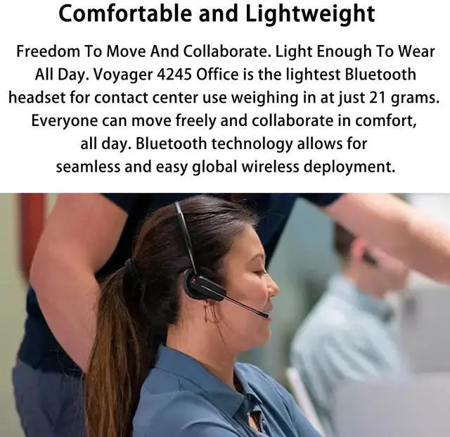 Alt view image 4 of 6 - Poly Voyager 4245 Office Wireless Convertible Headset, with 3 Wearing Styles - Connect to PC/Mac, Mobile & Desk Phone - Works with Teams, Zoom & More,Black