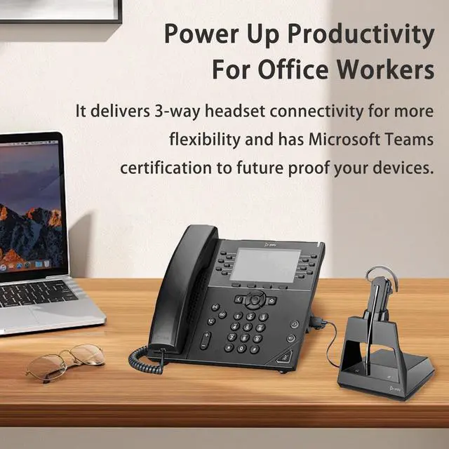 Alt view image 2 of 6 - Poly Voyager 4245 Office Wireless Convertible Headset, with 3 Wearing Styles - Connect to PC/Mac, Mobile & Desk Phone - Works with Teams, Zoom & More,Black