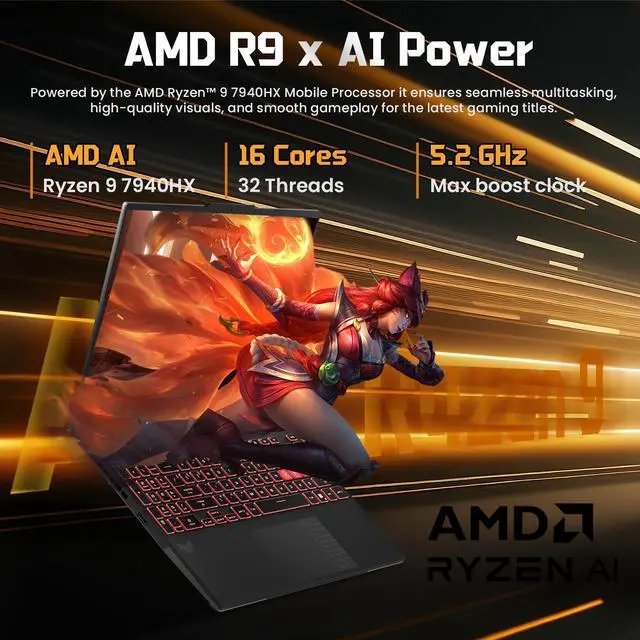 Alt view image 3 of 7 - ASUS TUF A16 FA607PI VR-Ready Gaming Laptop, 16" QHD+ (2560x1600) 165Hz Display, AMD Ryzen 9 7940HX, NVIDIA GeForce RTX 4070, 64GB DDR5 RAM, 1TB SSD, RGB Backlit KB, Wi-Fi 6, Windows 11 Home, Gray
