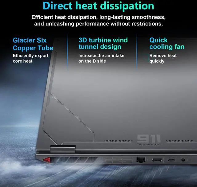 Alt view image 5 of 6 - Thunderobot Radiant 16 300Hz Gaming LaptopLaptop, 16" WQXGA 300Hz, Intel i9-14900HX, GeForce RTX 5080, 16GB DDR5 RAM, 512GB SSD, RGB Backlit Keyboard, Wi-Fi 6, Win 11 Home