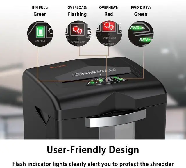 Alt view image 2 of 4 - Bonsaii Heavy-Duty Crosscut Shredder, 20-Sheet Capacity, 40-Min Continuous Shred, Commercial-Grade with Anti-Jam, P-4 Security, CD/Credit Card/Staple Support, 7-Gallon Removable Bin