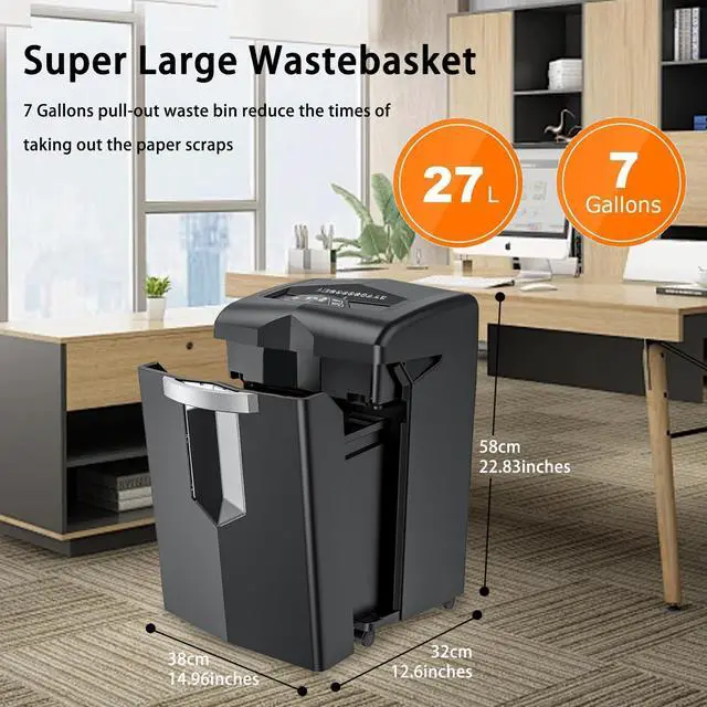 Alt view image 3 of 4 - Bonsaii Heavy-Duty Crosscut Shredder, 20-Sheet Capacity, 40-Min Continuous Shred, Commercial-Grade with Anti-Jam, P-4 Security, CD/Credit Card/Staple Support, 7-Gallon Removable Bin