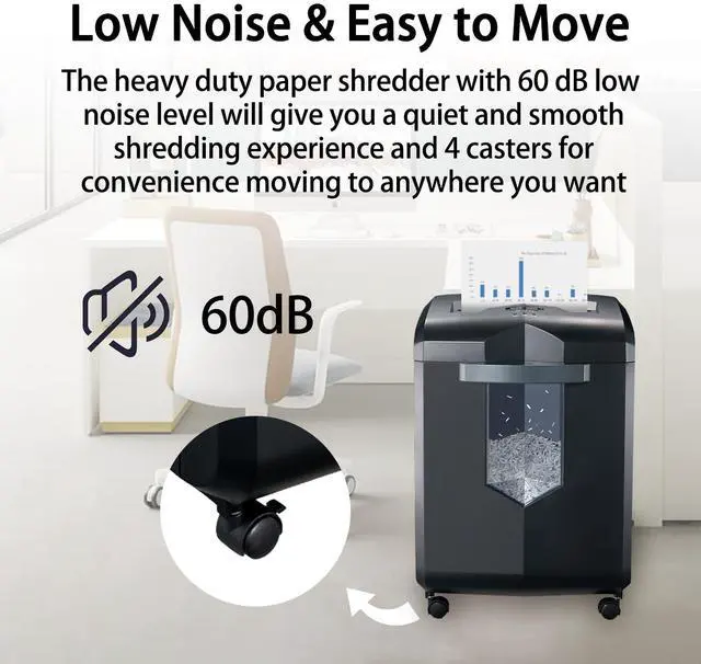 Alt view image 2 of 6 - Bonsaii Heavy Duty Paper Shredder, 16-Sheet Micro Cut, 60-Min Continuous Operation, 6-Gallon Pullout Bin, P-4 Security for Office