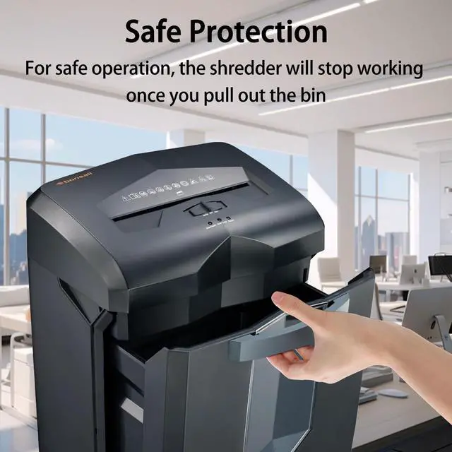 Alt view image 4 of 6 - Bonsaii Heavy Duty Paper Shredder, 16-Sheet Micro Cut, 60-Min Continuous Operation, 6-Gallon Pullout Bin, P-4 Security for Office