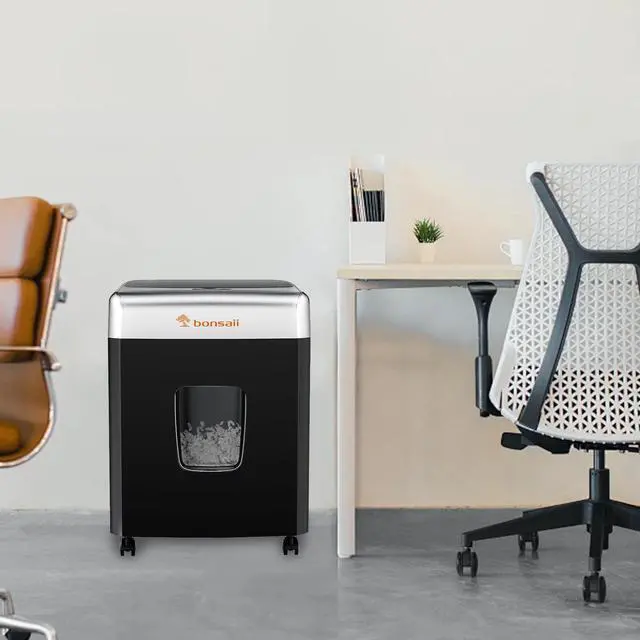 Alt view image 5 of 6 - Bonsaii Heavy-Duty Office Shredder, 110-Sheet Autofeed, 30-Min Continuous, Micro Cut, P-4 Security, 6-Gallon Bin