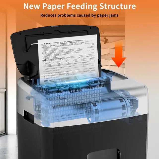 Alt view image 6 of 6 - Bonsaii Heavy-Duty Office Shredder, 110-Sheet Autofeed, 30-Min Continuous, Micro Cut, P-4 Security, 6-Gallon Bin