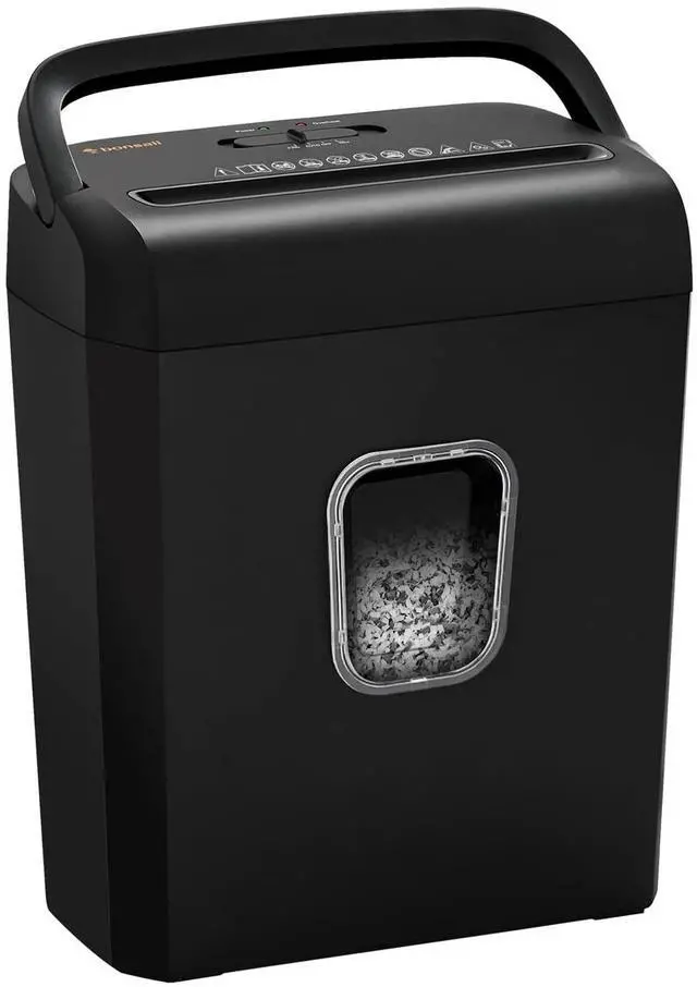 Main image of Bonsaii Micro-Cut Shredder, 6-Sheet Capacity, P-4 Security, Shreds Cards & Staples, 3.4-Gal Clear Bin, Black