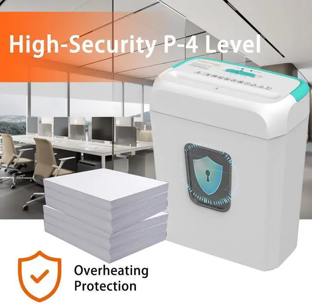 Alt view image 3 of 6 - Bonsaii Confidential Shredder, Ideal for home offices, this high-security device shreds up to 6 sheets at once, handling documents, mail, staples, and credit cards, 3.4-gallon bin, White & Blue