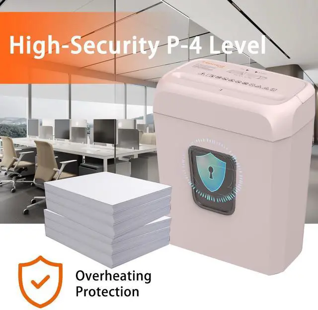 Alt view image 3 of 6 - Bonsaii Confidential Shredder, Ideal for home offices, this high-security device shreds up to 6 sheets at once, handling documents, mail, staples, and credit cards, 3.4-gallon bin, Pink