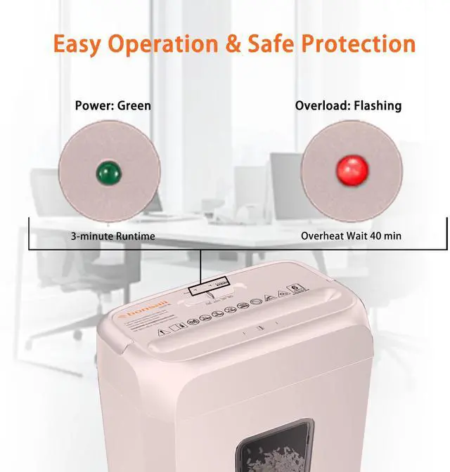 Alt view image 5 of 6 - Bonsaii Confidential Shredder, Ideal for home offices, this high-security device shreds up to 6 sheets at once, handling documents, mail, staples, and credit cards, 3.4-gallon bin, Pink