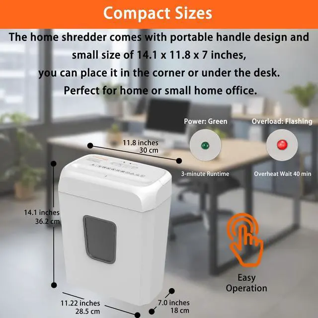 Alt view image 2 of 6 - Bonsaii Confidential Shredder, Ideal for home offices, this high-security device shreds up to 6 sheets at once, handling documents, mail, staples, and credit cards, 3.4-gallon bin, White