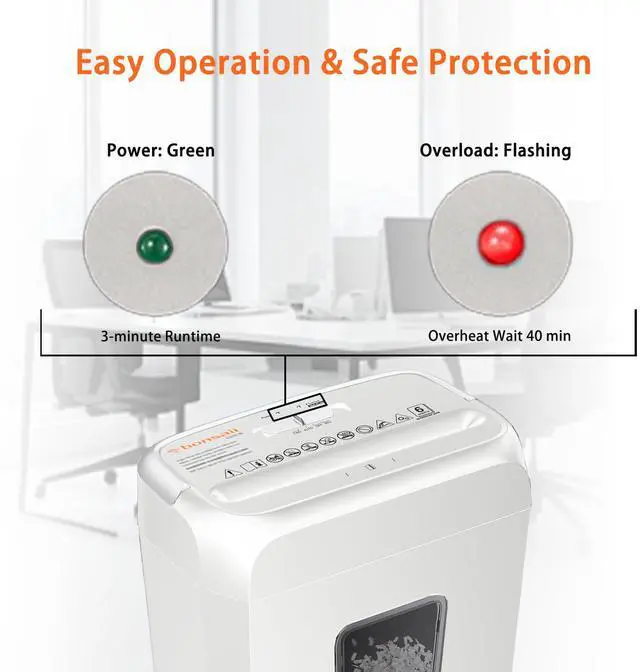 Alt view image 5 of 6 - Bonsaii Confidential Shredder, Ideal for home offices, this high-security device shreds up to 6 sheets at once, handling documents, mail, staples, and credit cards, 3.4-gallon bin, White