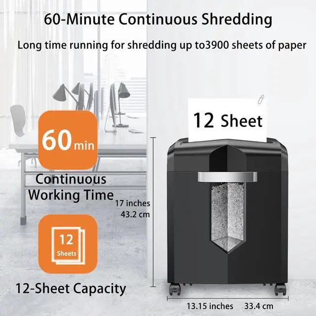 Alt view image 2 of 6 - Bonsaii Micro-Cut Shredder, 12-Sheet Capacity, P-4 Security, Shreds CDs, Credit Cards, Mail, Staples, Clips; Features Jam-Proof System and 4.2-Gallon Pullout Bin, Perfect for Home Office