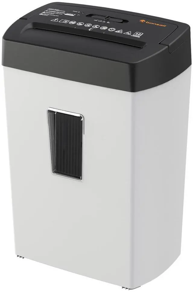 Main image of Bonsaii Heavy-Duty Cross-Cut Shredder, Shreds 12 Sheets, Handles Paper, Credit Cards, Mail, and Staples, 5.5-Gallon Bin, Transparent Window, P-4 Security Level for Home and Office Use, White & Black