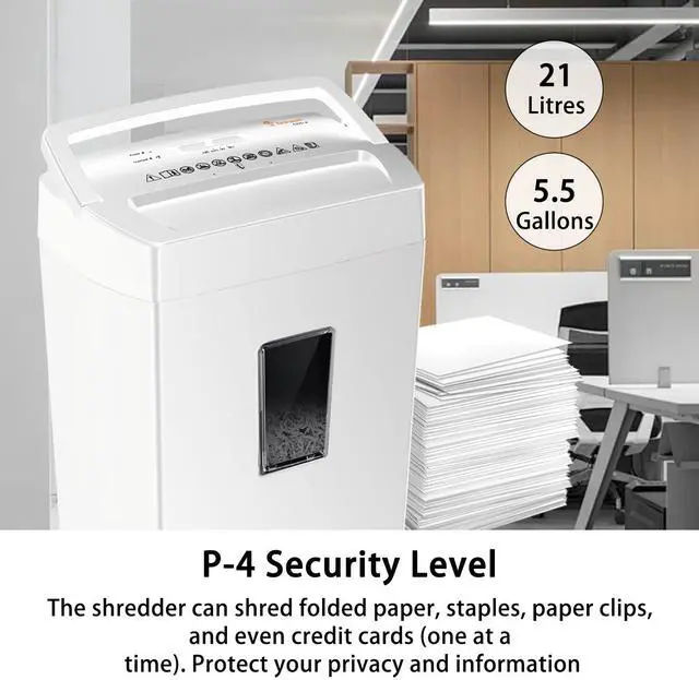 Alt view image 6 of 6 - Bonsaii Heavy-Duty Cross-Cut Shredder, Shreds 12 Sheets, Handles Paper, Credit Cards, Mail, and Staples, 5.5-Gallon Bin, Transparent Window, P-4 Security Level for Home and Office Use, White
