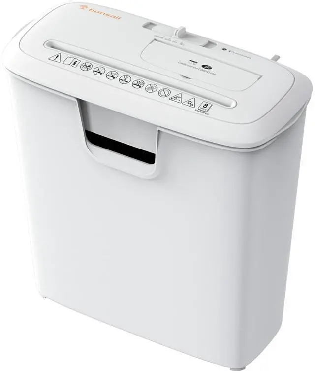 Main image of Bonsaii Home Office Shredder, 8-Sheet Strip-Cut, Shreds CDs/Credit Cards, Features Overheat Protection, 3.4-Gallon Bin, White
