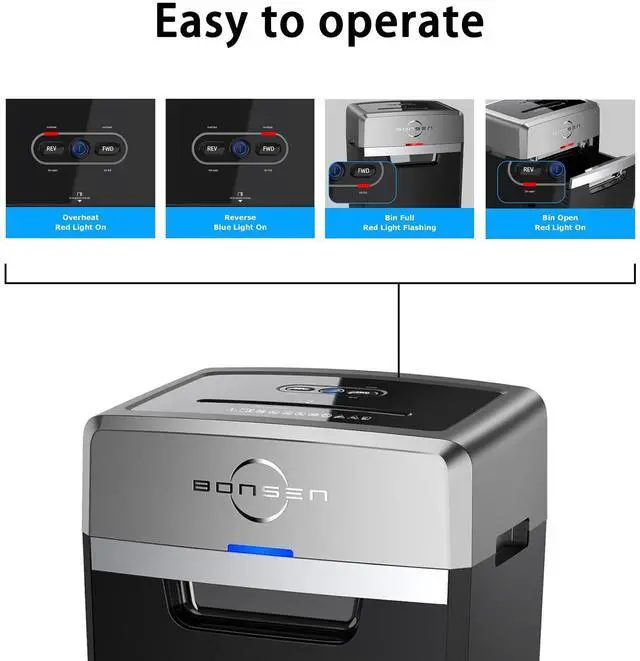 Alt view image 2 of 3 - BONSEN Heavy-Duty 24-Sheet Cross-Cut Shredder, 40-Min Continuous Operation, P-4 Security, 9-Gallon Bin, Super Quiet (55dB), Ideal for Commercial Offices