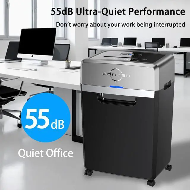 Alt view image 3 of 3 - BONSEN Heavy-Duty 24-Sheet Cross-Cut Shredder, 40-Min Continuous Operation, P-4 Security, 9-Gallon Bin, Super Quiet (55dB), Ideal for Commercial Offices