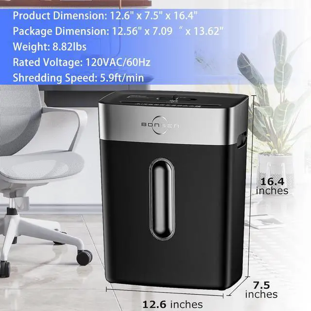 Alt view image 2 of 6 - BONSEN 10-Sheet Cross-Cut Shredder, P-4 Security, Quiet Operation, Shreds Credit Cards, Jam-Proof, 4-Gallon Bin for Home & Office