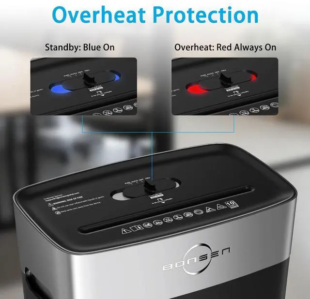 Alt view image 6 of 6 - BONSEN 10-Sheet Cross-Cut Shredder, P-4 Security, Quiet Operation, Shreds Credit Cards, Jam-Proof, 4-Gallon Bin for Home & Office