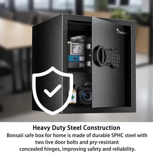 Alt view image 3 of 6 - Bonsaii Steel Safe Box with Digital Keypad Lock, 1.2 Cubic Feet Security Document Safe with Removable Shelf for Home, Hotel, Office, Valuables, Money, 12.99 x 14.17 x 12.99 Inches