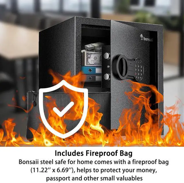 Alt view image 5 of 7 - Bonsaii Safe Box with Key Lock, Steel Security Lock Box, 0.23 Cubic Feet, 9.06" W x 6.69" D x 6.69" H, Small Hidden Safe for Cash Jewelry