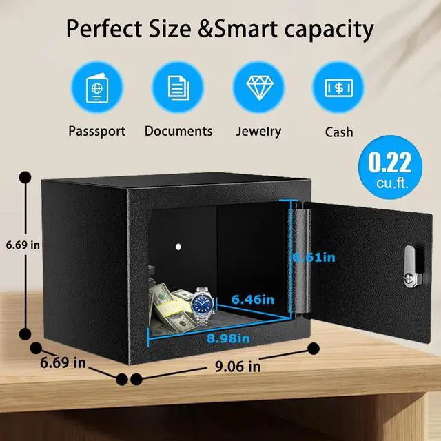 Alt view image 3 of 7 - Bonsaii 1.8 Cubic Feet Security Home Safe with Digital Keypad & Fireproof Bag, Fire-Resistant Security Box for Jewelry, Cash, Guns | Fireproof Document Safe (14.2"x12.99"x19.7")