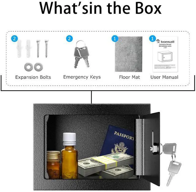 Alt view image 4 of 7 - Bonsaii 1.8 Cubic Feet Security Home Safe with Digital Keypad & Fireproof Bag, Fire-Resistant Security Box for Jewelry, Cash, Guns | Fireproof Document Safe (14.2"x12.99"x19.7")