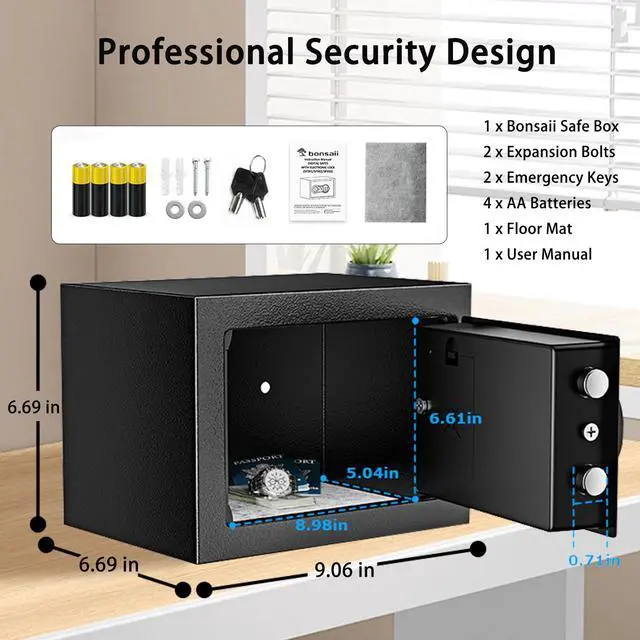 Alt view image 3 of 7 - Bonsaii Safe, 0.6 Cubic Safe Box with Electronic Keypad, Removable Shelf, for Valuables Jewelry and Documents in Home, Hotel, or Business, 9.84" x 13.78" x 9.84" Inches