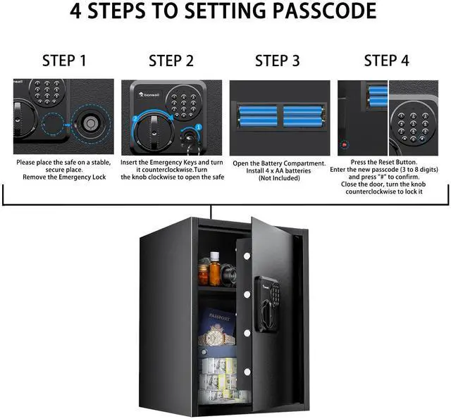 Alt view image 4 of 7 - Bonsaii Safe Box with Key Lock, Steel Security Lock Box, 0.23 Cubic Feet, 9.06" W x 6.69" D x 6.69" H, Small Hidden Safe for Cash Jewelry