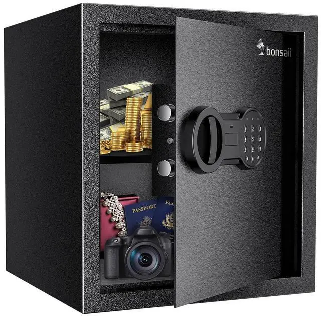 Alt view image 5 of 6 - Bonsaii Steel Safe Box with Digital Keypad Lock, 1.2 Cubic Feet Security Document Safe with Removable Shelf for Home, Hotel, Office, Valuables, Money, 12.99 x 14.17 x 12.99 Inches