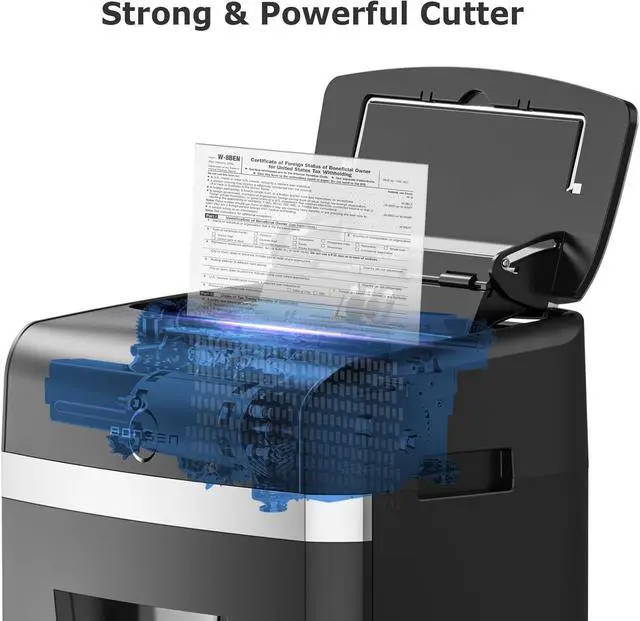 Alt view image 6 of 7 - Bonsen Auto Feed Paper Shredder for Home Office, Micro Cut, 120-Sheet Capacity, 30 Minutes of Continuous Operation, Security Level P-4, 6-Gallon Waste Bin