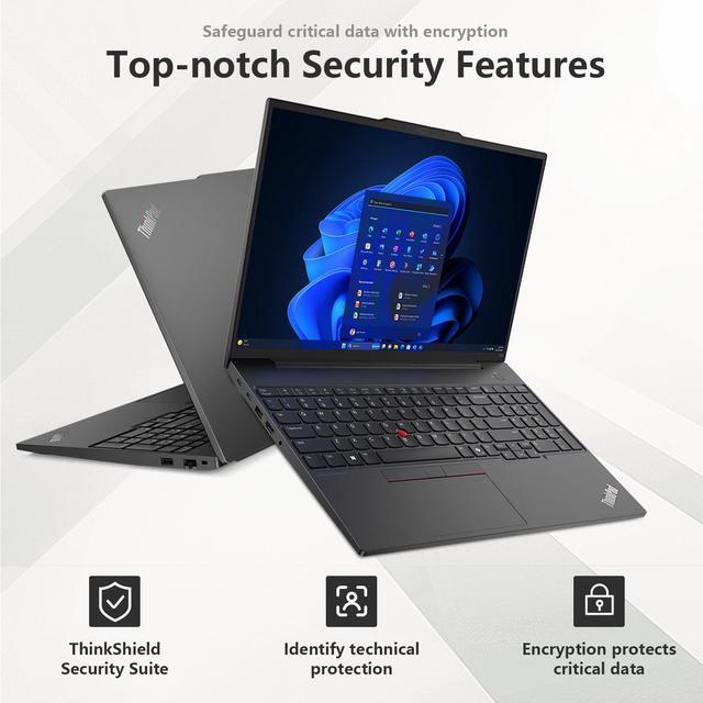 Alt view image 3 of 7 - Lenovo ThinkPad E16 Gen 2 Business Laptop, 16" WUXGA, AMD Ryzen 7 7735U up to 4.75GHz, 16GB DDR5 RAM, 512GB SSD, Fingerprint, Backlit, HDMI, Wi-Fi 6, Win 11 Pro
