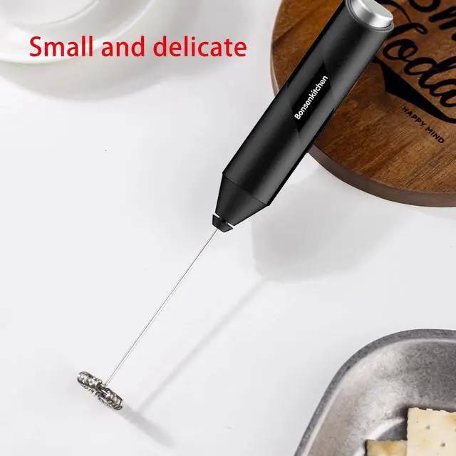 Alt view image 5 of 6 - Bonsenkitchen Handheld Milk Frother, Electric Foam Maker with Stainless Steel Whisk, Battery - Operated Drink Mixer for Coffee, Lattes, Cappuccino, Matcha