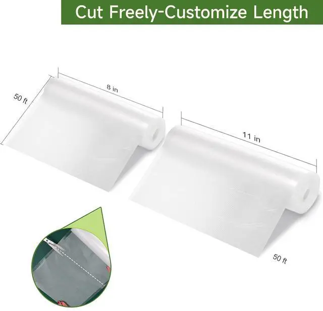 Alt view image 2 of 7 - Bonsenkitchen Vacuum Sealer Bags, 200 Qt 8"x12": BPA-Free, Commercial-Grade, Thick Embossed Bags for Long-Term Food Storage & Sous Vide Cooking